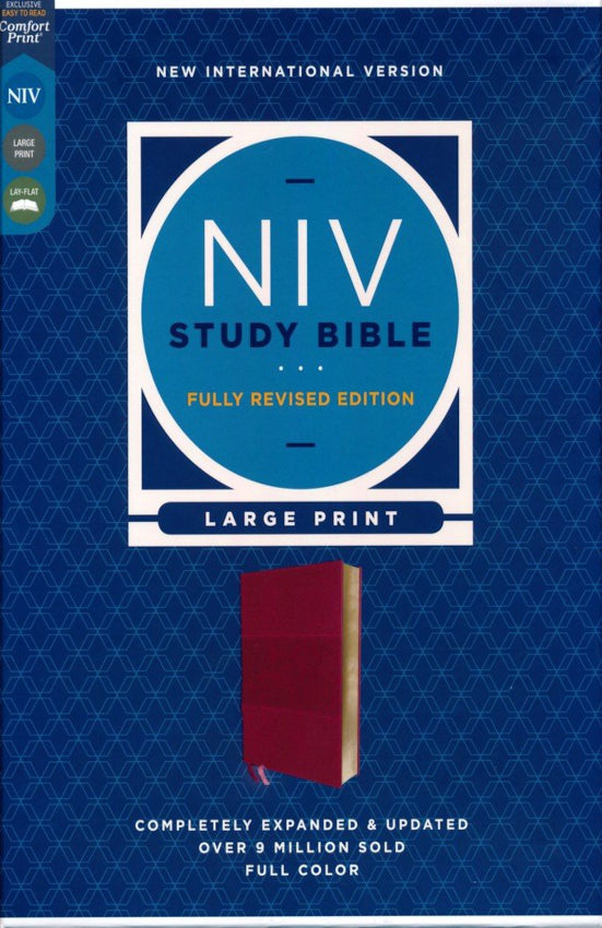 NIV Study Bible Fully Revised Ed Large Print Leathersoft Burgundy