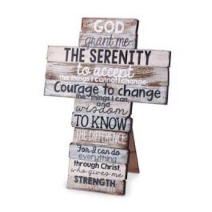 Serenity Prayer Stacked Words Cross, Small