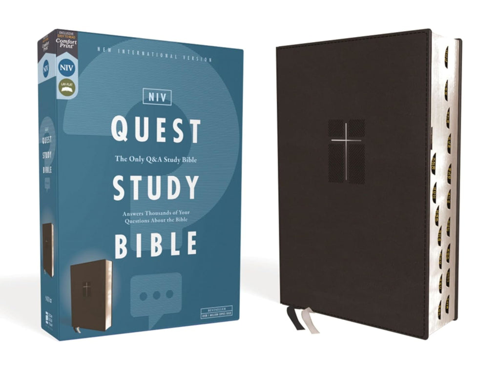 NIV Quest Study Bible Leathersoft Black Thumb Indexed Comfort Print