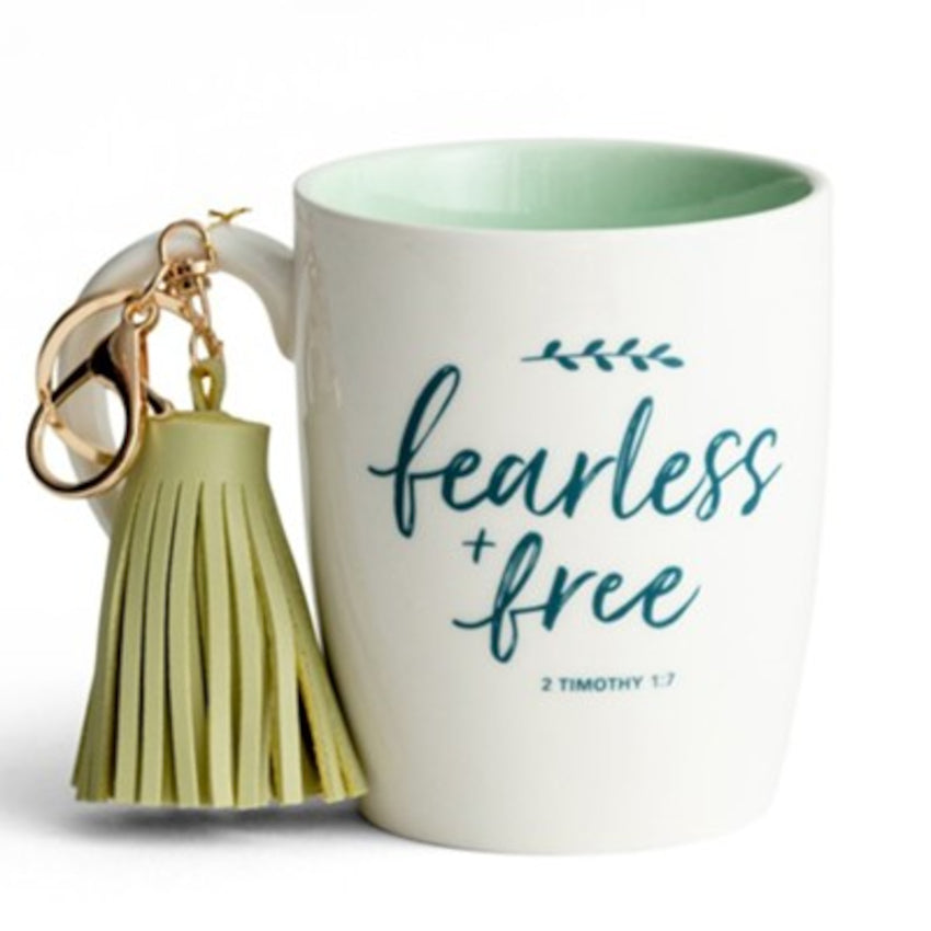 Fearless & Free Green Tassel Keychain | Coffee Mug