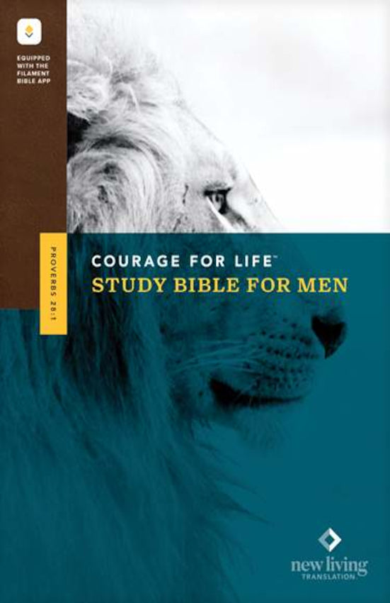 NLT Courage For Life Study Bible for Men Filament Enabled Rustic Brown Lion