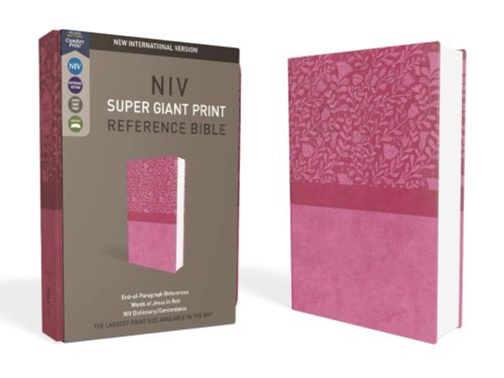 Niv Super Giant Print Reference Bible, Leathersoft, Thumb Indexed, Pink