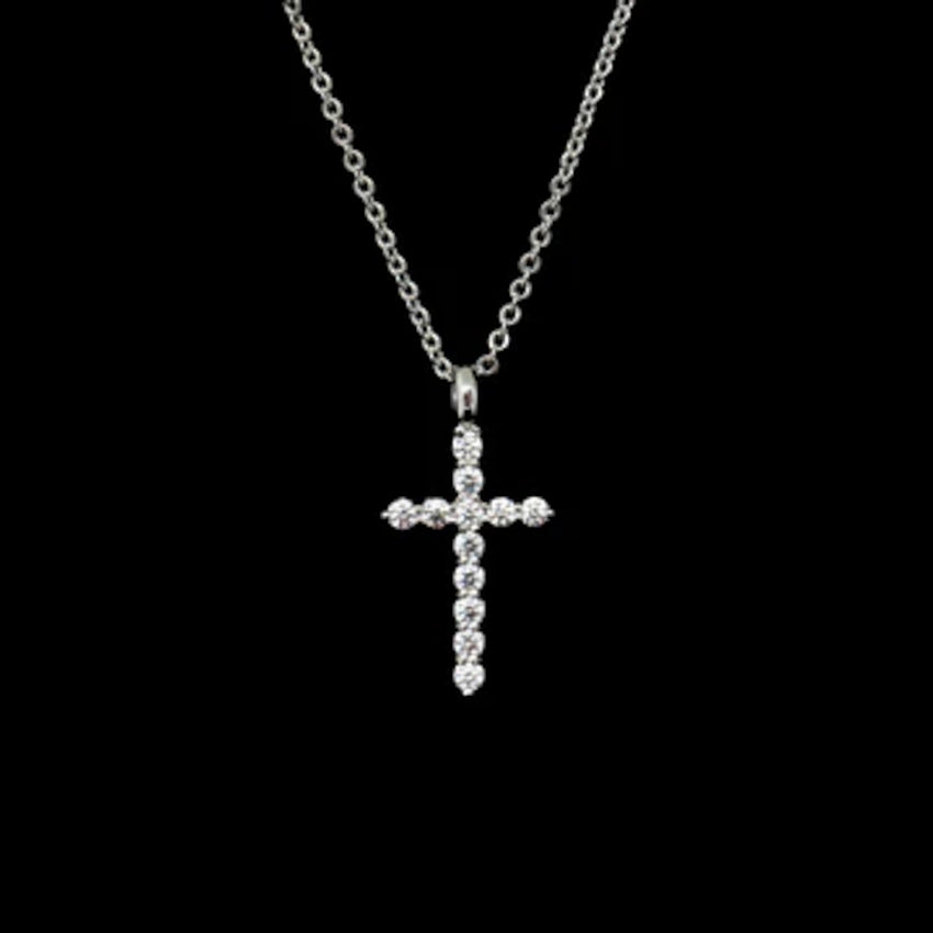 Brilliance Eternity Cross Pendant Necklace | White Gold